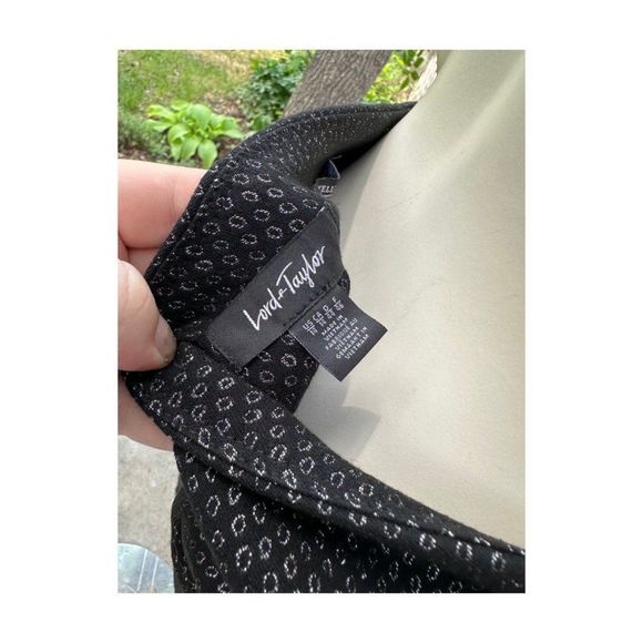 Lord & Taylor Kelly Pull On Black Stretch Trousers Silver Metallic Flat Front 14 - Picture 10 of 14